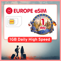 Europe eSIM Travel SIM– 1GB-3GB Daily High Speed + Unlimited. 26 Countries & Networks | 1-15-Days Option