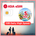 Asia eSIM Travel SIM- 1GB-3GB Daily Highspeed + Unlimited. 11 Countries. 1 - 15 days option.